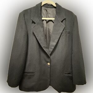 Vintage Land’s End Wool Blazer in Black | Size 10 | no shoulder pads